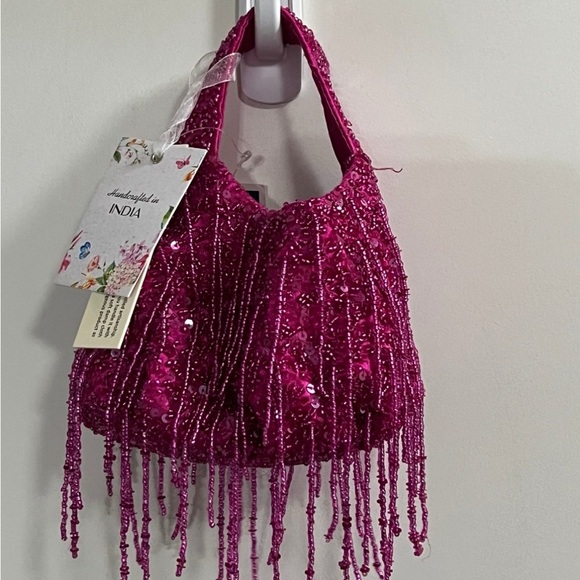 Elegant Pink Beaded Women's Bag - Picture 1 of 1